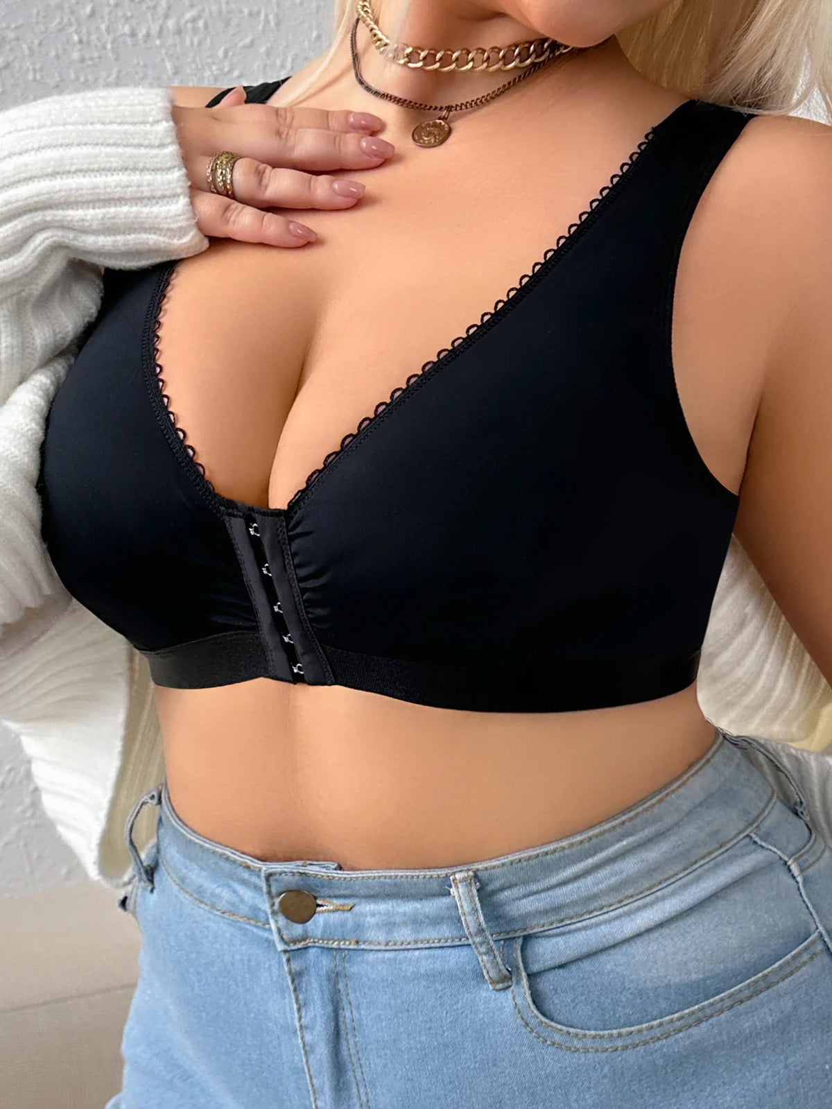 Everyday front closure Women's Brassiere Thin Cup Push up Wireless Bralette Comfort underwear Lingerie Bra