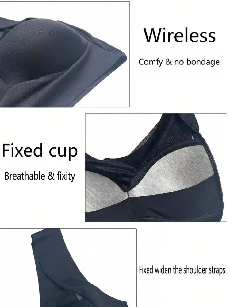 1Pc Women Lace Sport Bras Seamless Bra Bralette Backless Lady Brassiere Vest Female Gathers Shock-Proof Wireless L-3XL