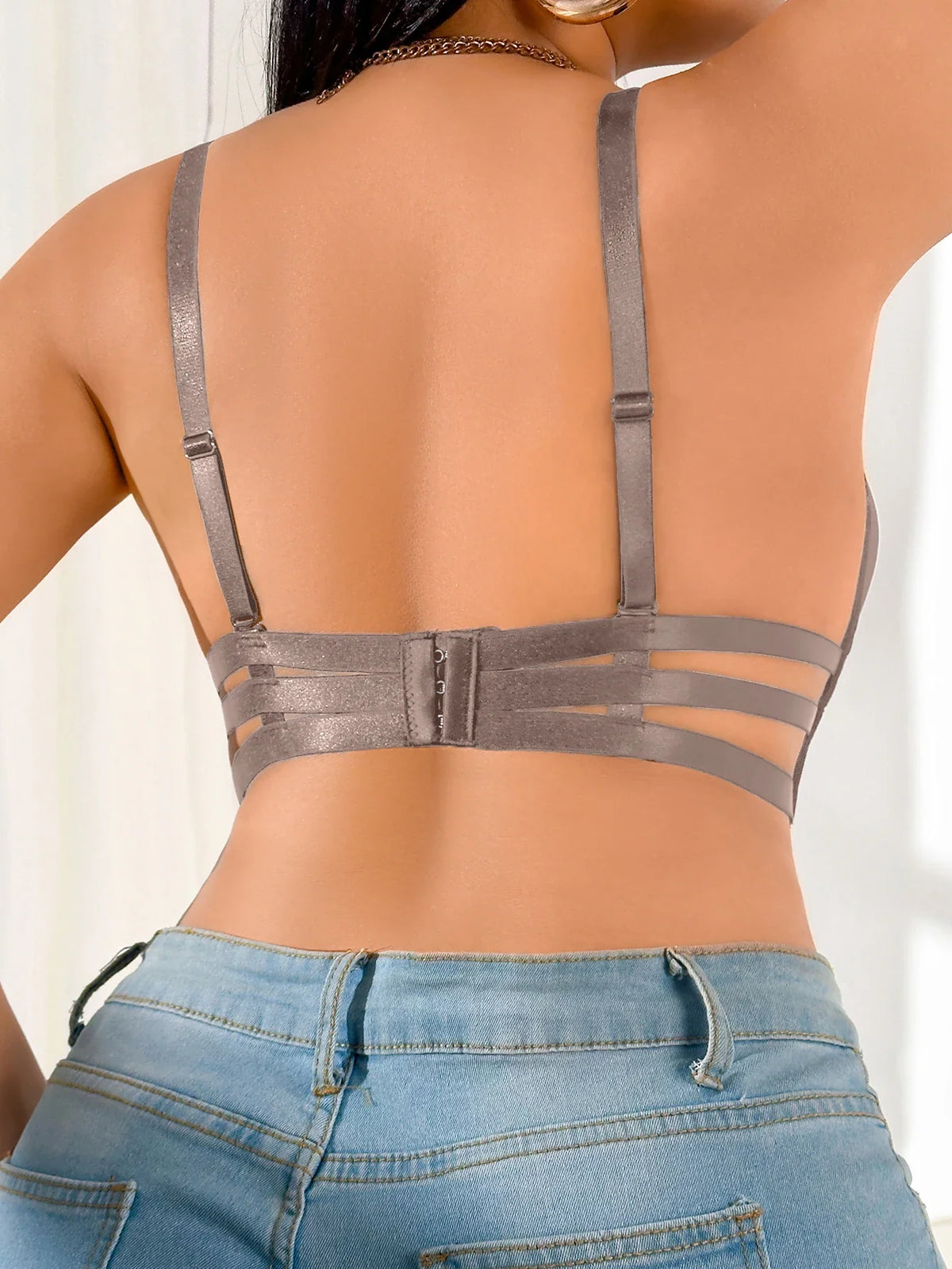 1PCS Everyday Women's Bra Deep V Push up Bra Cross Strap Comfortable Thin Cup Underwire Bralette Underwear Shapewear