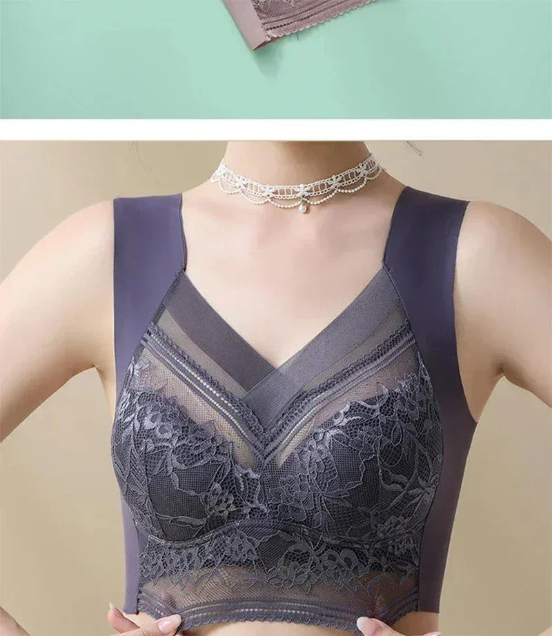 L-6L Women Large Bra Push Up Ice Silk Seamless upper Bralette Lace Wireless Summer Bras Top Lingerie Underwear 15019