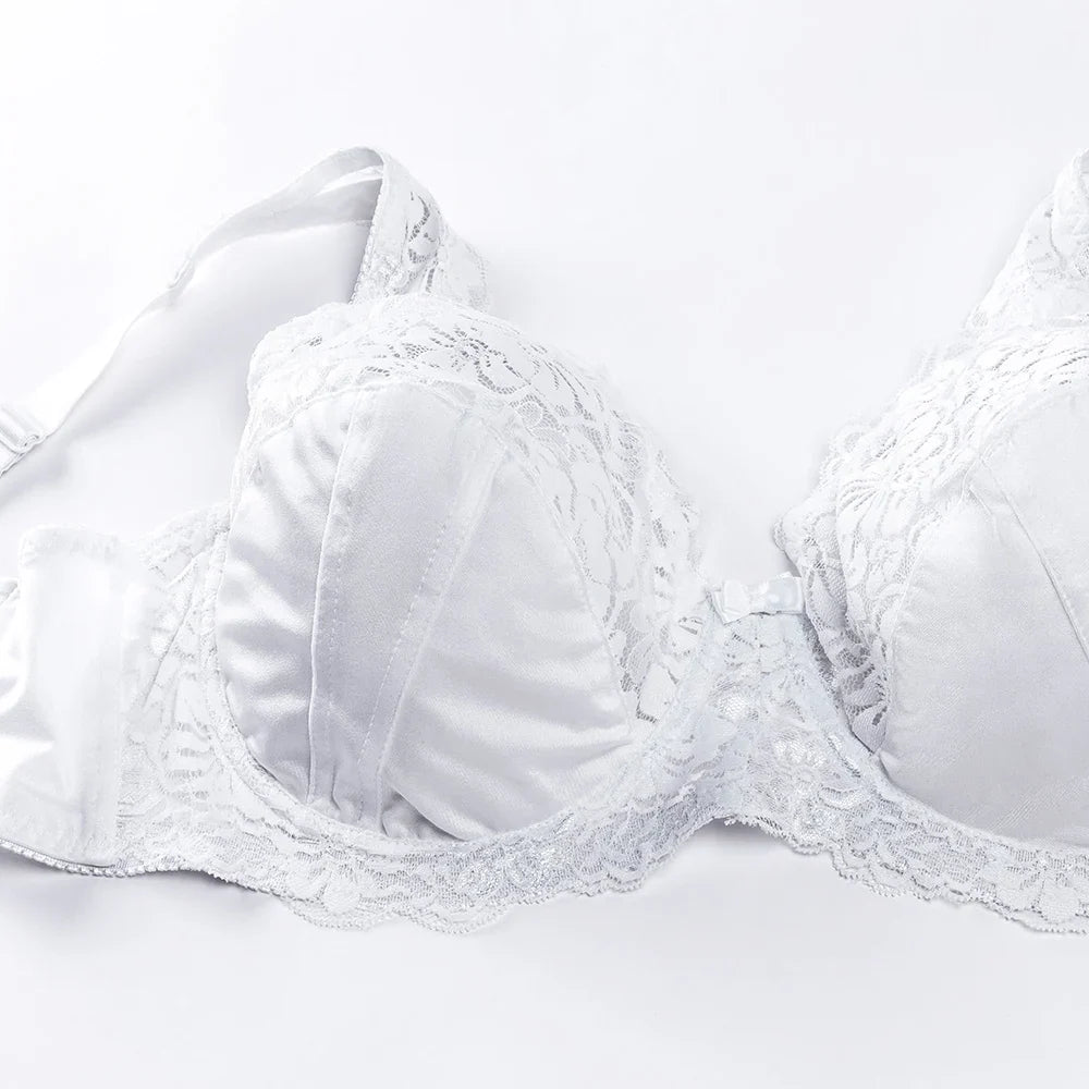 E F G H I Cup Womens Bra Lace Brassiere Support Underwire Mesh Thin Large Adjusted-straps BH