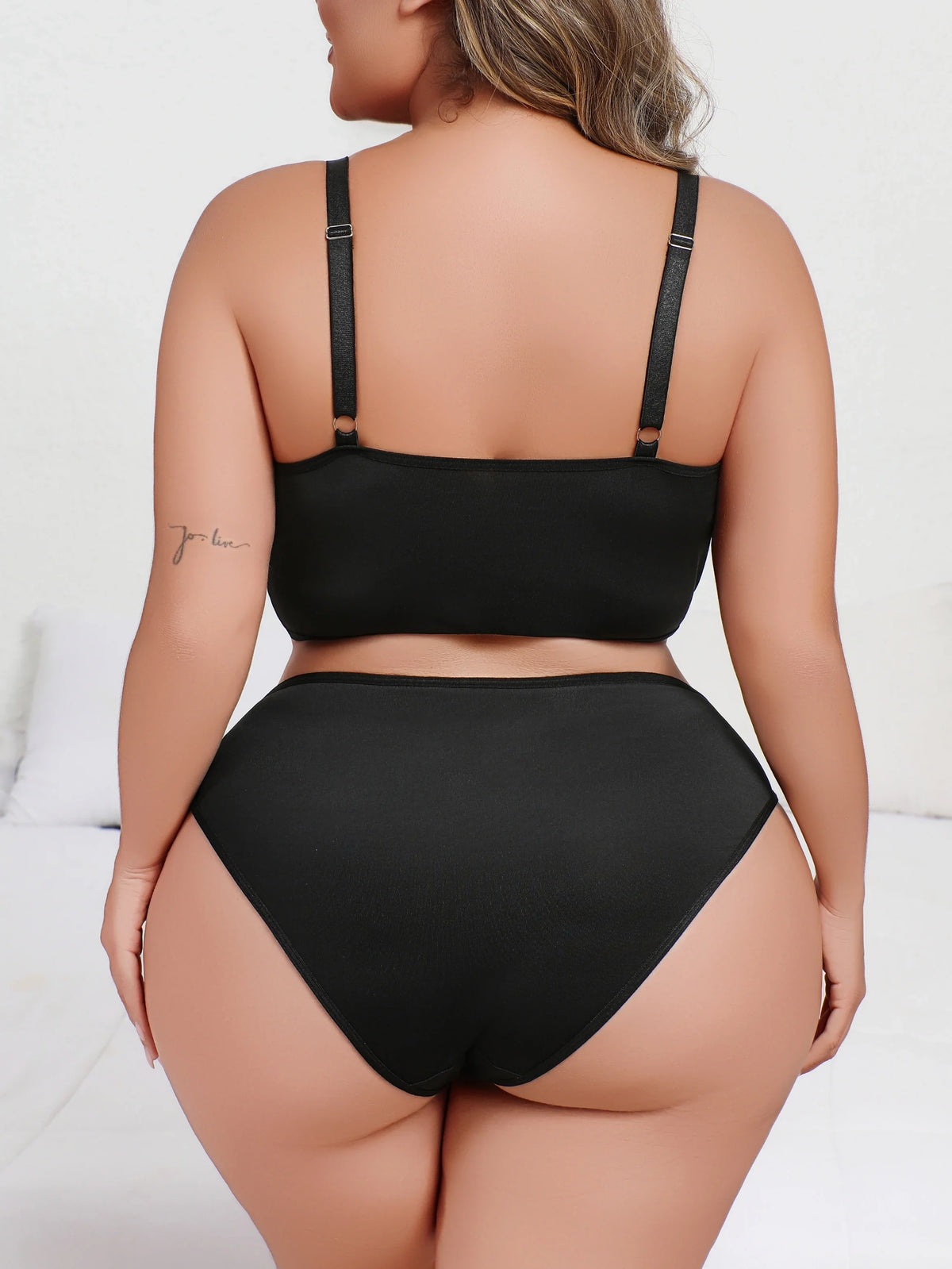 Minimizer Lingerie Set, Sexy Side-smoothing Full Support Cami Bra & Panty