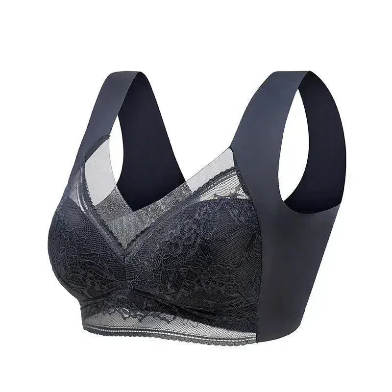 L-6L Women Large Bra Push Up Ice Silk Seamless upper Bralette Lace Wireless Summer Bras Top Lingerie Underwear 15019