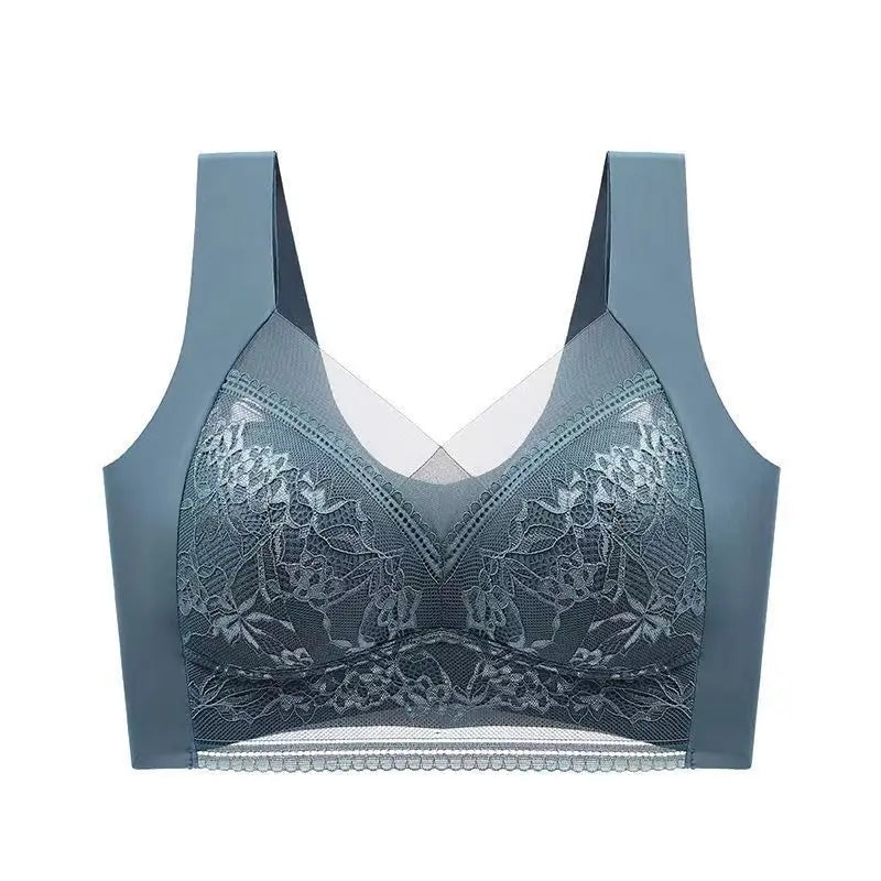 L-5XL Contrast Lace Wireless Bras For Womens Lingerie Top Female Lace Bra Underwire Brassiere Perspective Sexy Bras