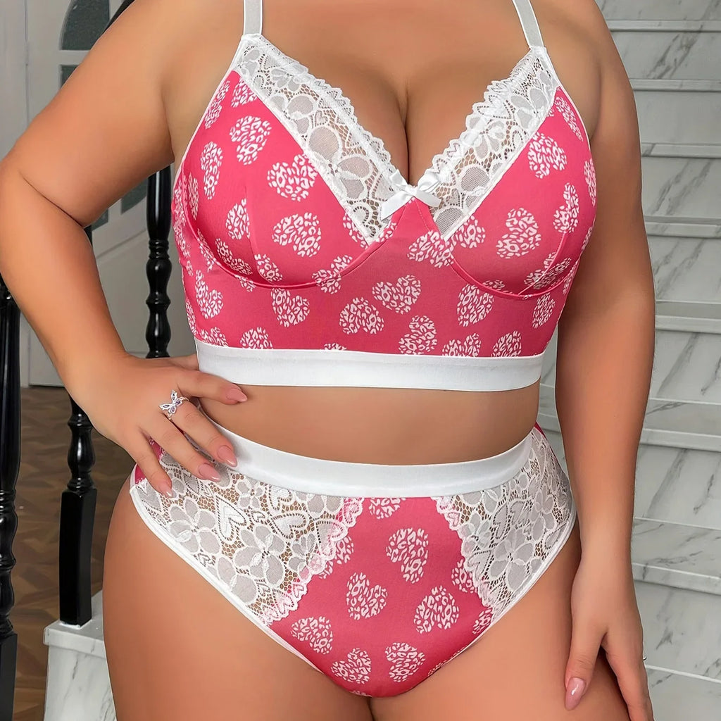 New Arrival Ditsy Print Lingerie Set Sexy Minimizer Bra Cami Side Support Thin