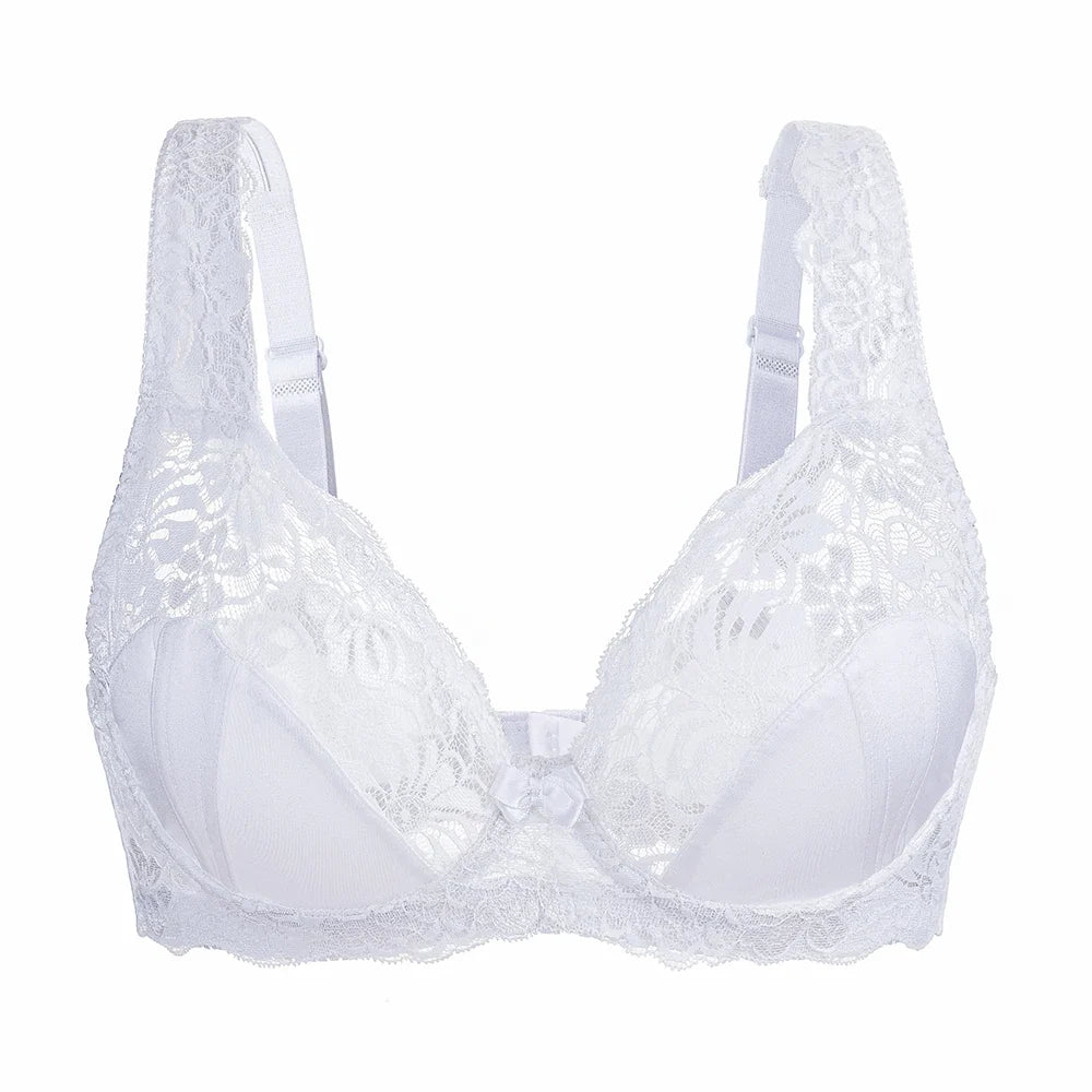 E F G H I Cup Womens Bra Lace Brassiere Support Underwire Mesh Thin Large Adjusted-straps BH