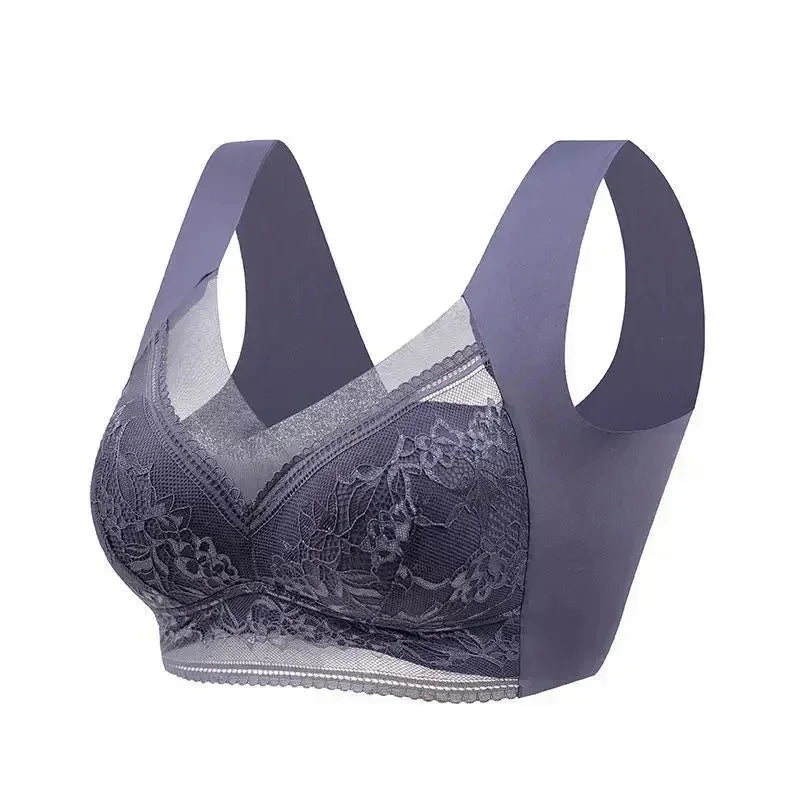 L-6L Women Large Bra Push Up Ice Silk Seamless upper Bralette Lace Wireless Summer Bras Top Lingerie Underwear 15019