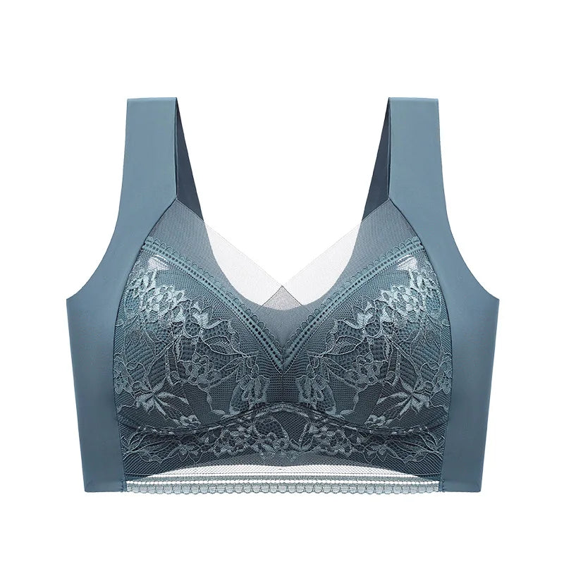 FallSweet Seamless Ice Silk Push Up Bra for Women Wireless Lace Bralette Brassiere Summer Comfort Underwear Lingerie