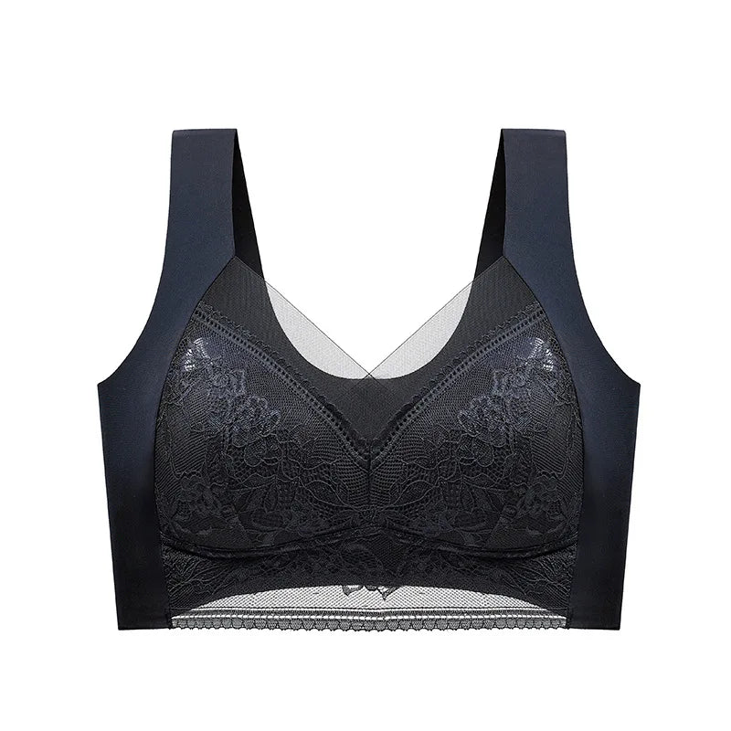 FallSweet Seamless Ice Silk Push Up Bra for Women Wireless Lace Bralette Brassiere Summer Comfort Underwear Lingerie