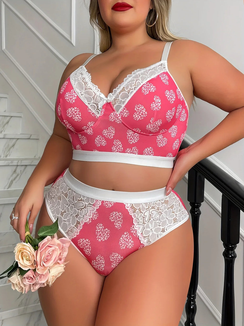 New Arrival Ditsy Print Lingerie Set Sexy Minimizer Bra Cami Side Support Thin