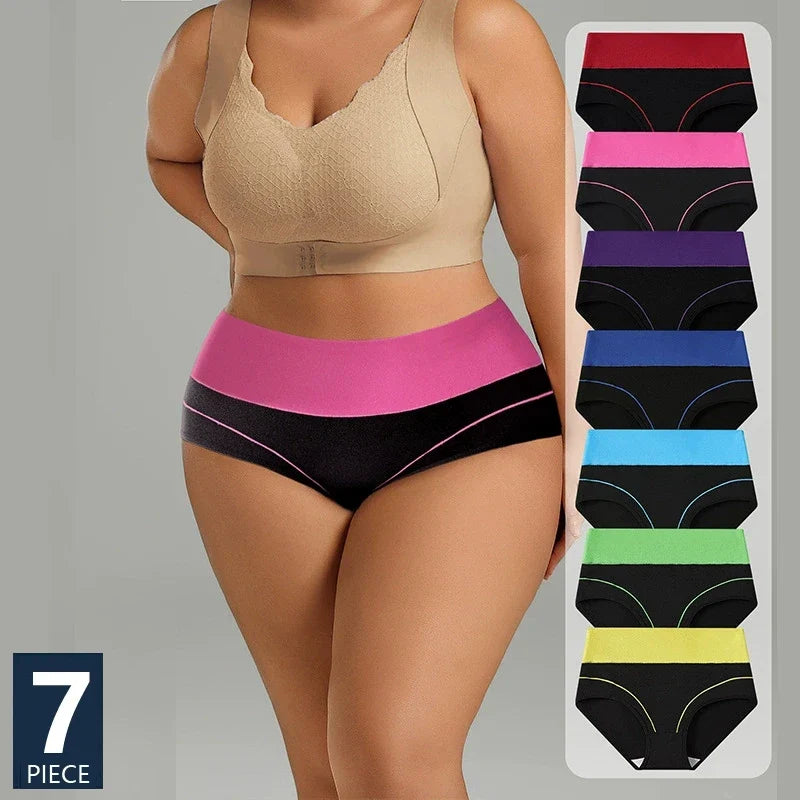 7PCS High Waist Body Shaper Soft Cotton Briefs for Women Slimming Breathable Panty XS-3XL Lingerie Female Underwear