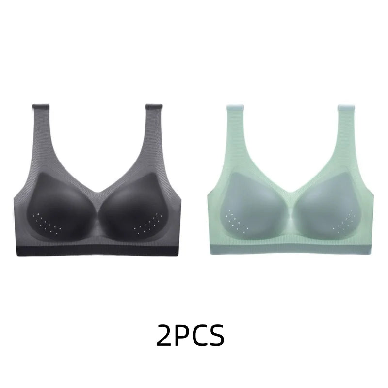 2PCS sexy bra lingerie 4XL Seamless Bralette Wire Free Bras For Women Underwear Lingerie Sleep Brassiere Breathable