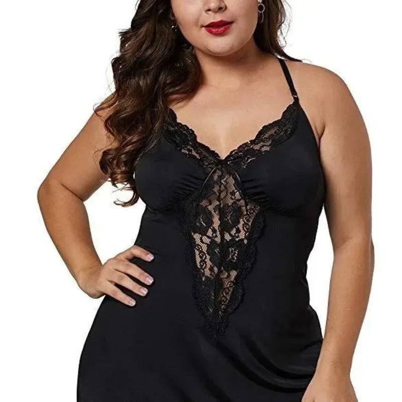 Lace-Trim Satin Nightgown