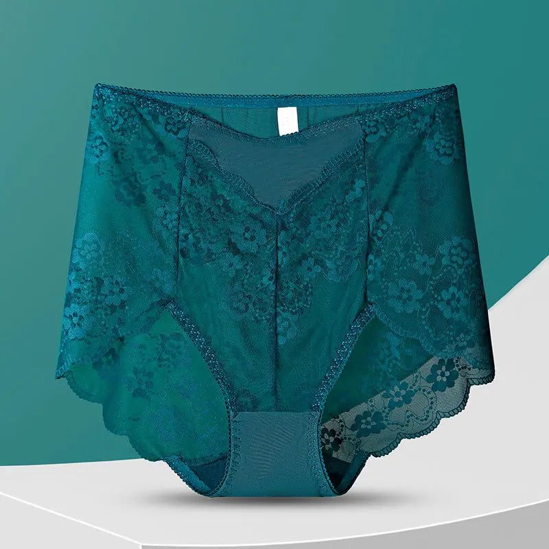 Women High Waist Panties Sexy Lace Mesh Floral Transparent Briefs Fashion Underpants Lingerie Seamless Underwear