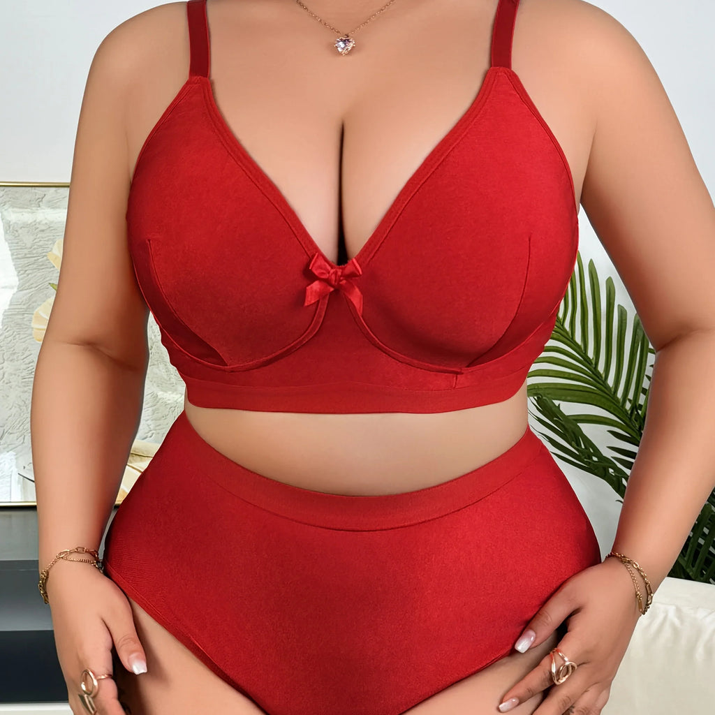French Lingerie Set, Breathable Seamless Wireless Full Bust Support Bra