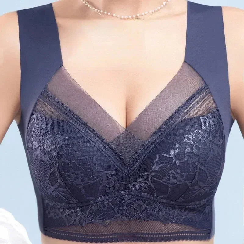 L-6L Women Large Bra Push Up Ice Silk Seamless upper Bralette Lace Wireless Summer Bras Top Lingerie Underwear 15019