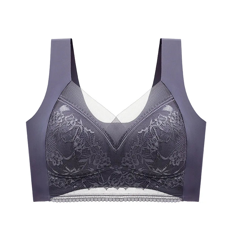 FallSweet Seamless Ice Silk Push Up Bra for Women Wireless Lace Bralette Brassiere Summer Comfort Underwear Lingerie