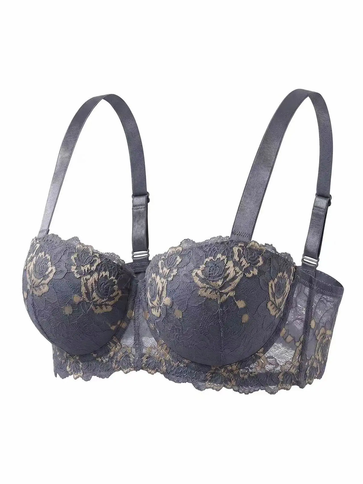 Floral Women Bra Lace & Embroidery Push up Bra Comfort Thin Cup Underwire Support Lingerie Bra