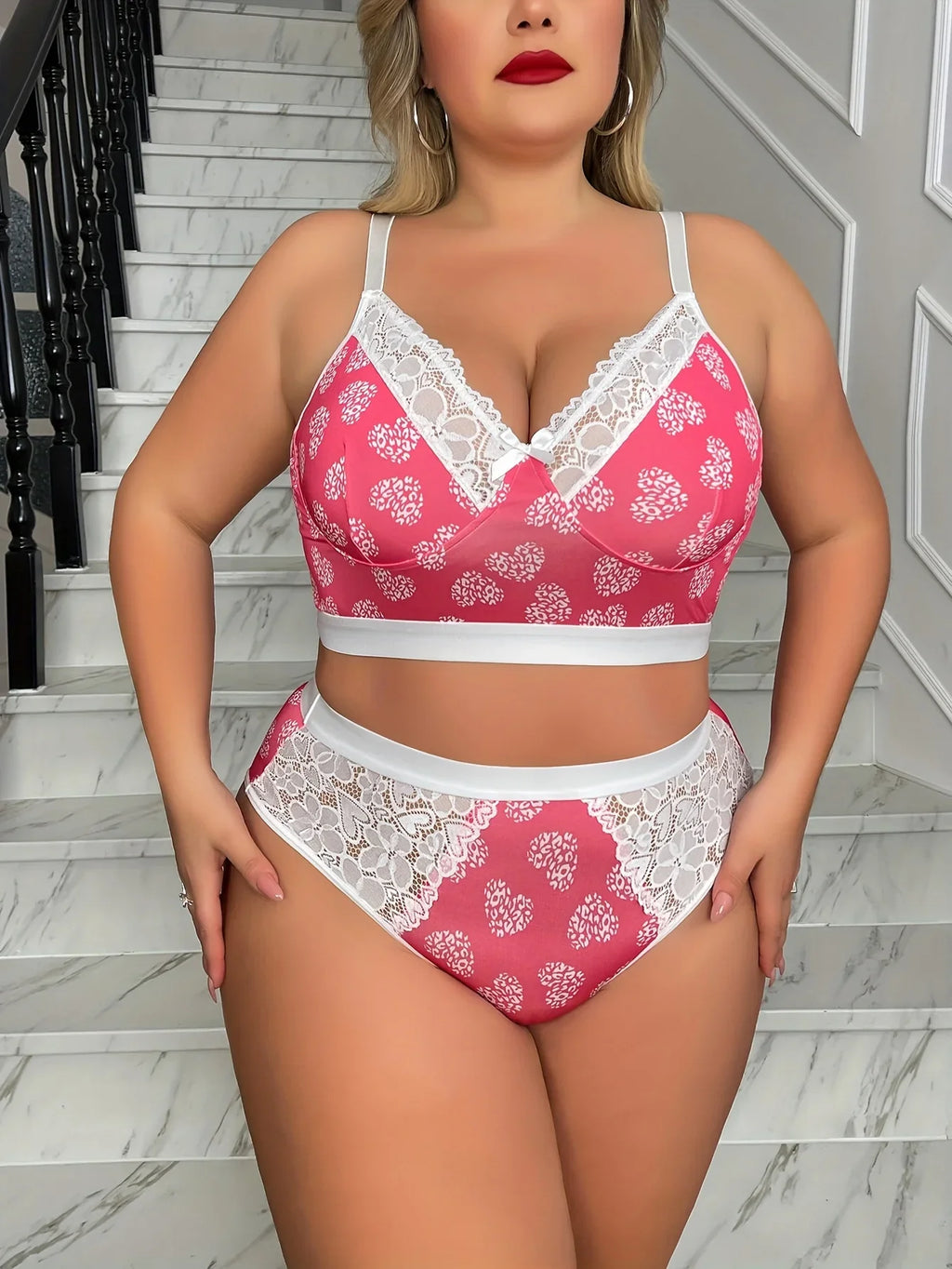 New Arrival Ditsy Print Lingerie Set Sexy Minimizer Bra Cami Side Support Thin
