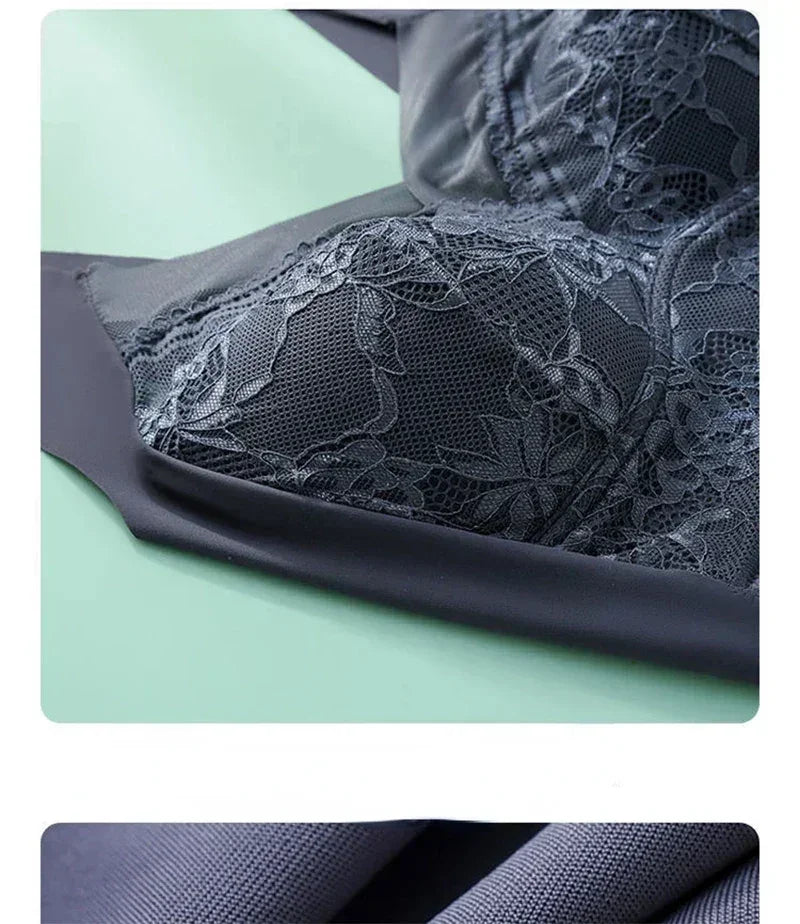 L-6L Women Large Bra Push Up Ice Silk Seamless upper Bralette Lace Wireless Summer Bras Top Lingerie Underwear 15019