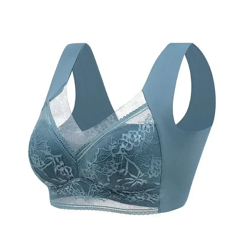 L-6L Women Large Bra Push Up Ice Silk Seamless upper Bralette Lace Wireless Summer Bras Top Lingerie Underwear 15019