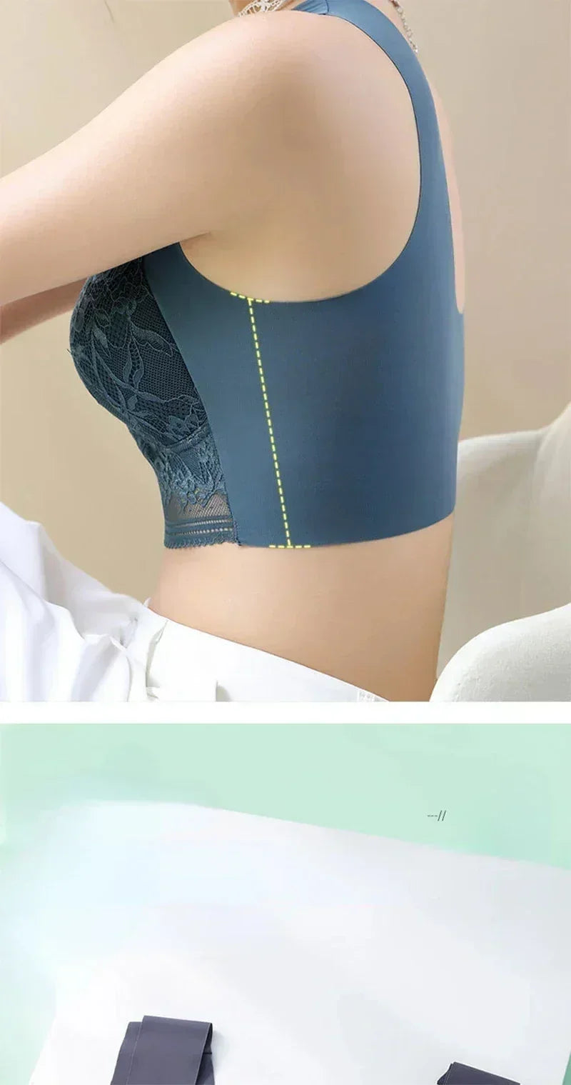L-6L Women Large Bra Push Up Ice Silk Seamless upper Bralette Lace Wireless Summer Bras Top Lingerie Underwear 15019