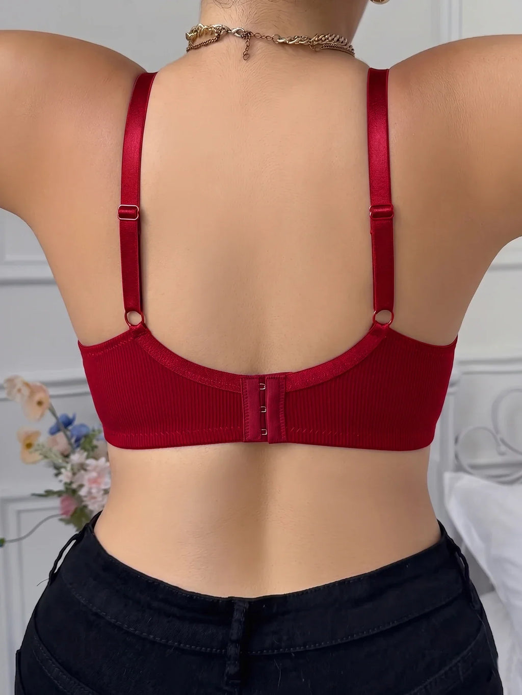 Women's B C D Thin Cup Ribbed Push Up Bra Wide Straps Underwire Side gather Lingerie Comfort Ladies Brassiere