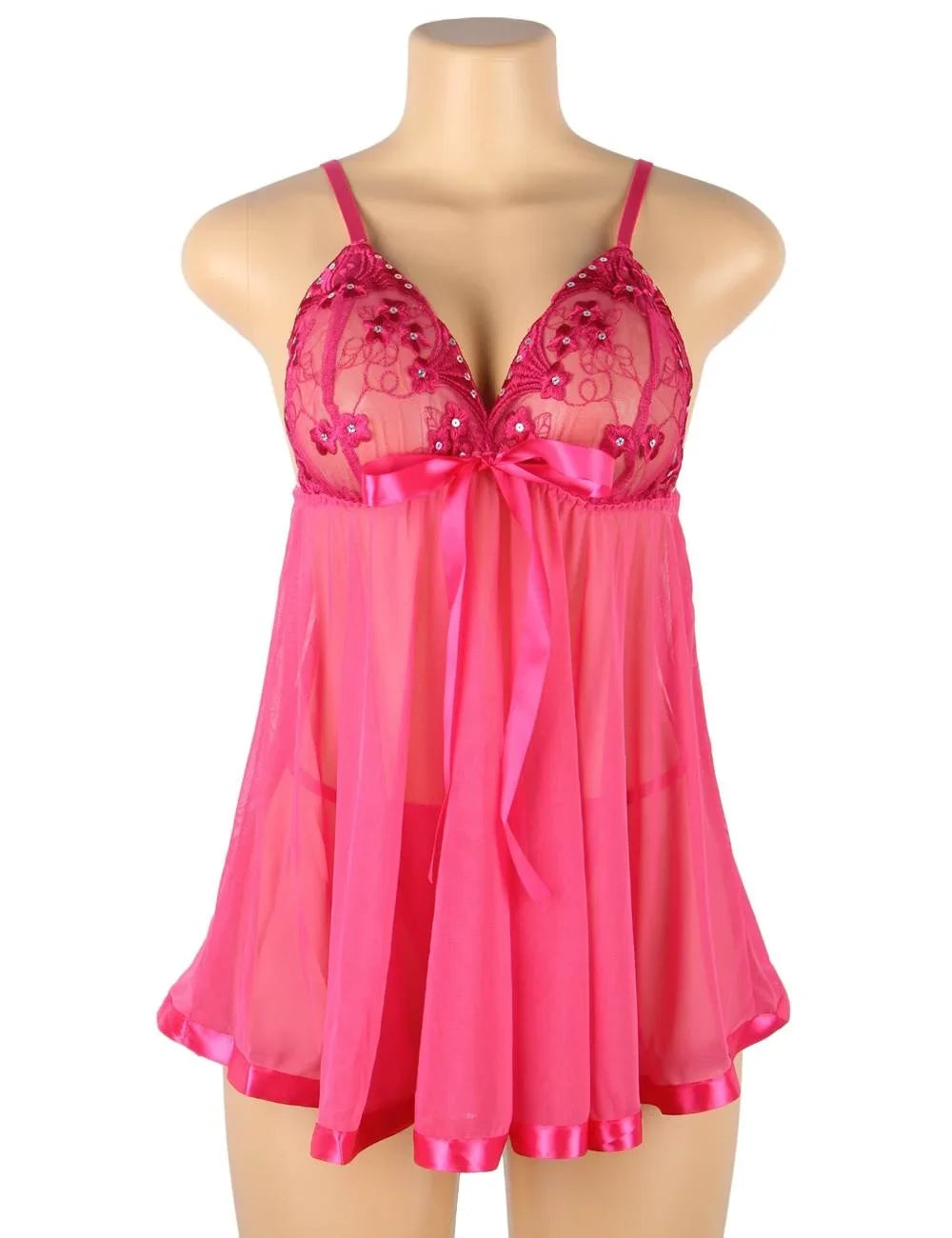 7XL Transparent Sequin Nightgown for Women Mesh Embroidery Sheer Pajamas Sexy Sleepwear Honeymoon Dress