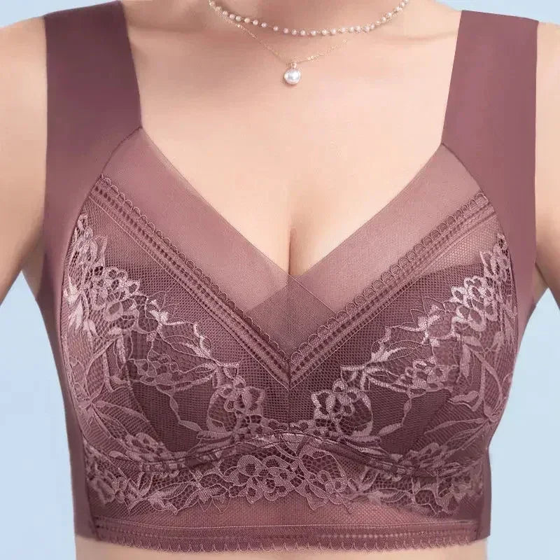 L-6L Women Large Bra Push Up Ice Silk Seamless upper Bralette Lace Wireless Summer Bras Top Lingerie Underwear 15019