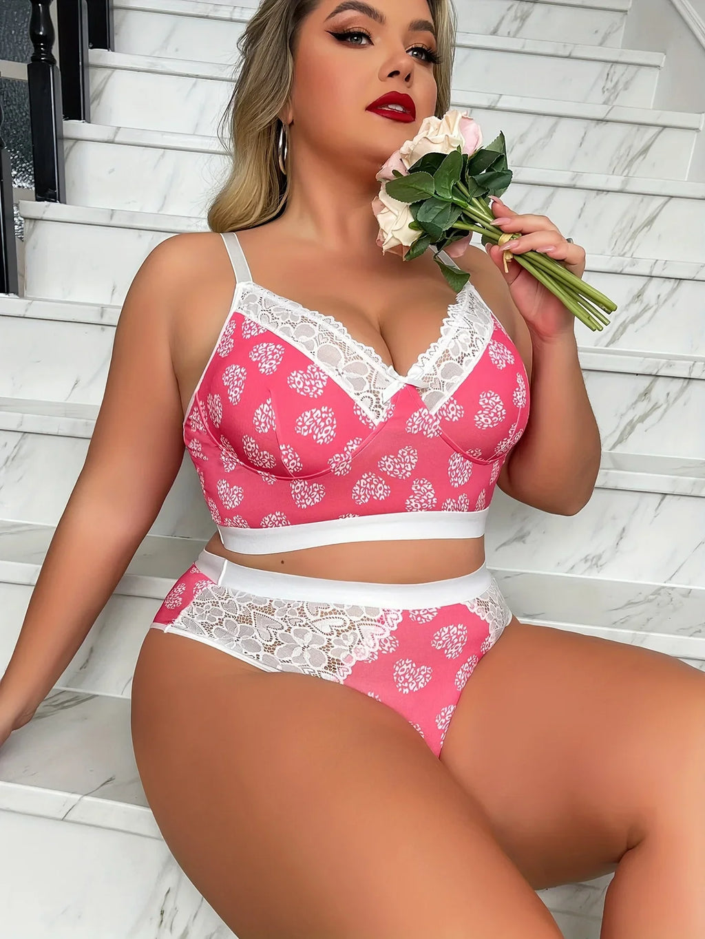 New Arrival Ditsy Print Lingerie Set Sexy Minimizer Bra Cami Side Support Thin