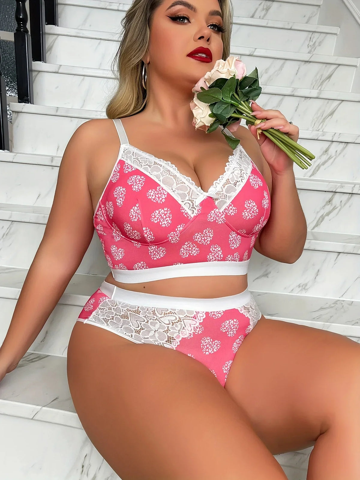 New Arrival Ditsy Print Lingerie Set Sexy Minimizer Bra Cami Side Support Thin