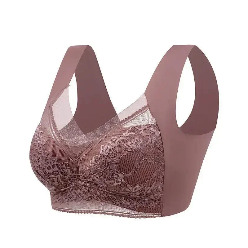 L-6L Women Large Bra Push Up Ice Silk Seamless upper Bralette Lace Wireless Summer Bras Top Lingerie Underwear 15019