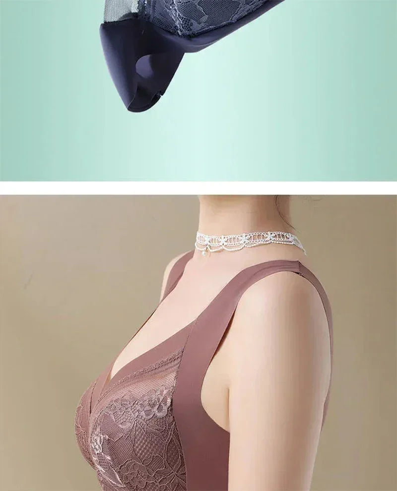 L-6L Women Large Bra Push Up Ice Silk Seamless upper Bralette Lace Wireless Summer Bras Top Lingerie Underwear 15019