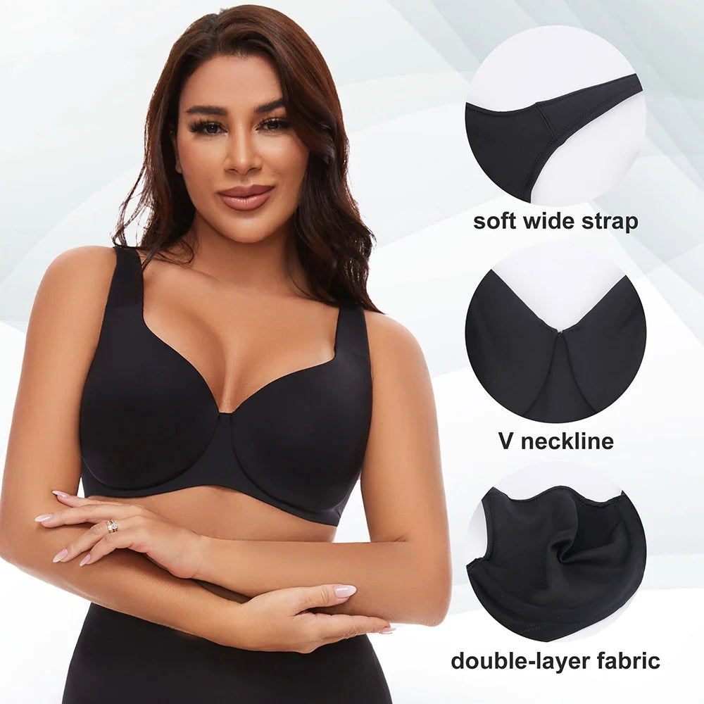 Sheroine Underwire Bra Minimizer, Full Coverage Seamless Unlined Bras for Women Unpadded Everyday Support Comfort
