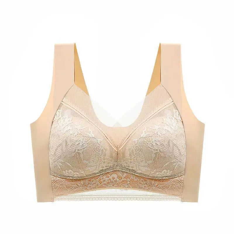 L-5XL Contrast Lace Wireless Bras For Womens Lingerie Top Female Lace Bra Underwire Brassiere Perspective Sexy Bras