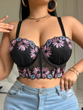 D E Thin Cup Bras Lace Embroidered Floral Push up Bra Wide Shoulder Straps Soft Side Support Underwire Bra for Women