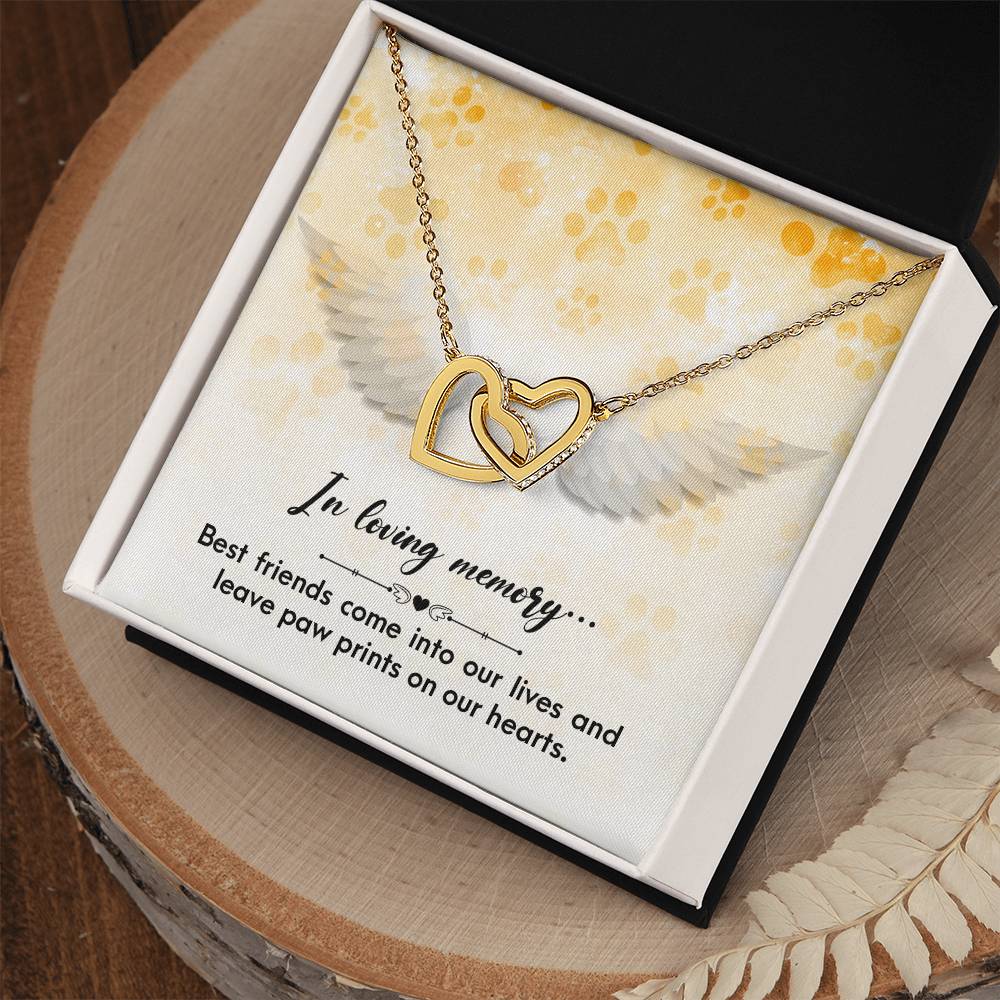 Heart Necklace In Loving Memory Sympathy Gift Pet Loss Dog Memorial Gift Cat Loss Memorial Gifts For Pets Necklace Remembrance Gift Interlocking Hearts Necklace