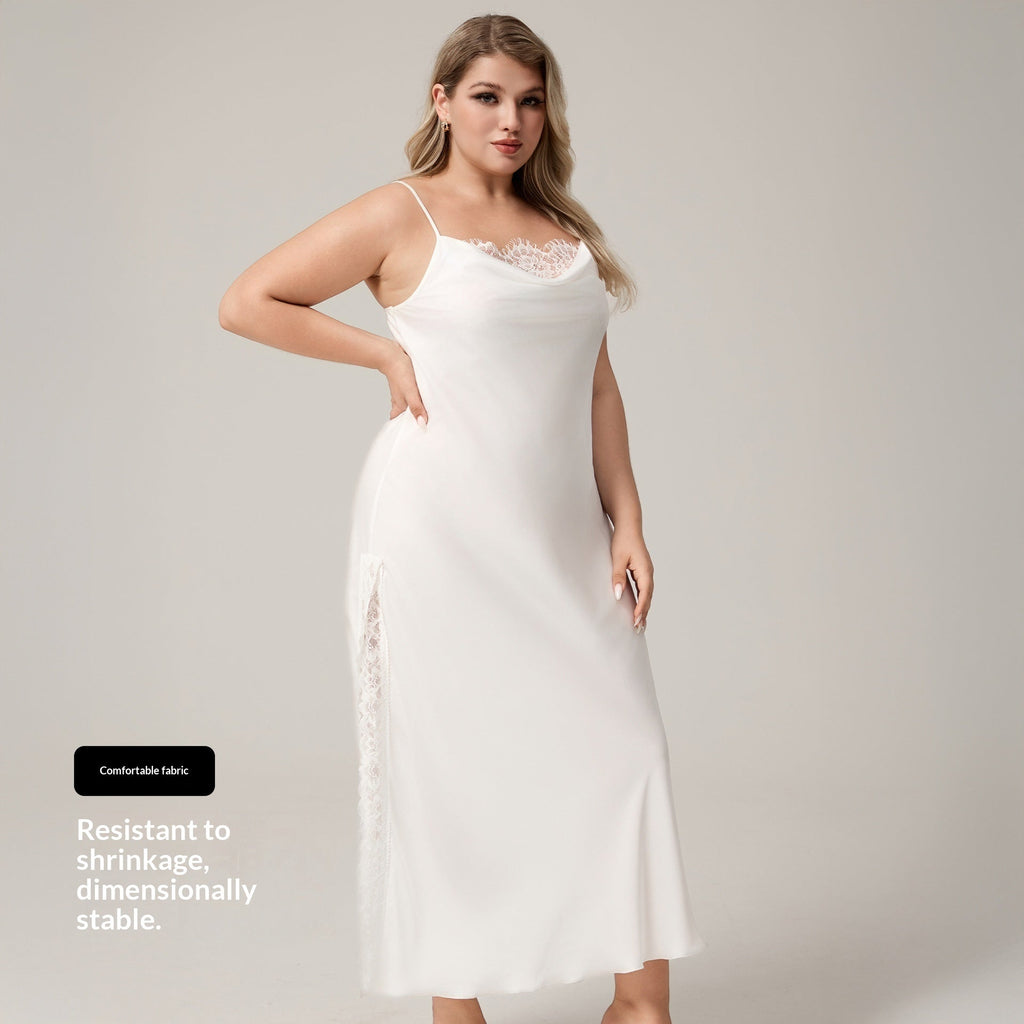 Satin Chiffon Camisole Lace Sleepwear Sexy Nightgown