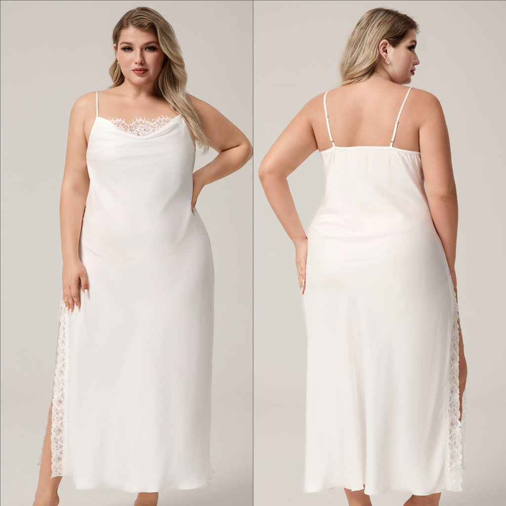 Satin Chiffon Camisole Lace Sleepwear Sexy Nightgown