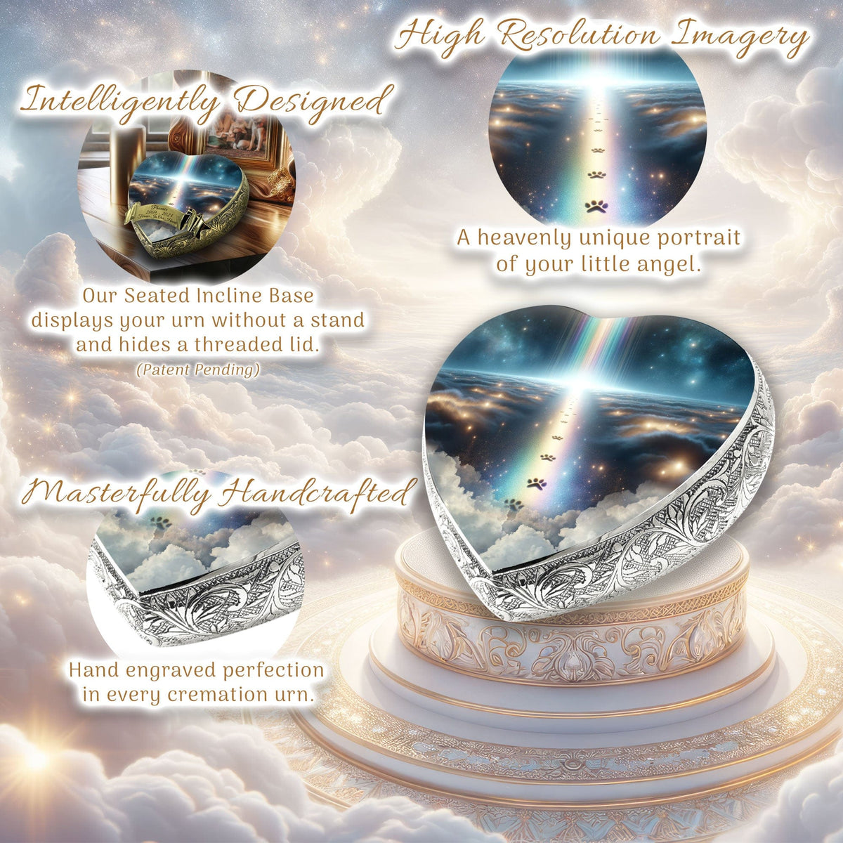 Rainbow Bridge Paw Prints Urns for Cats & Cat Urns for Ashes