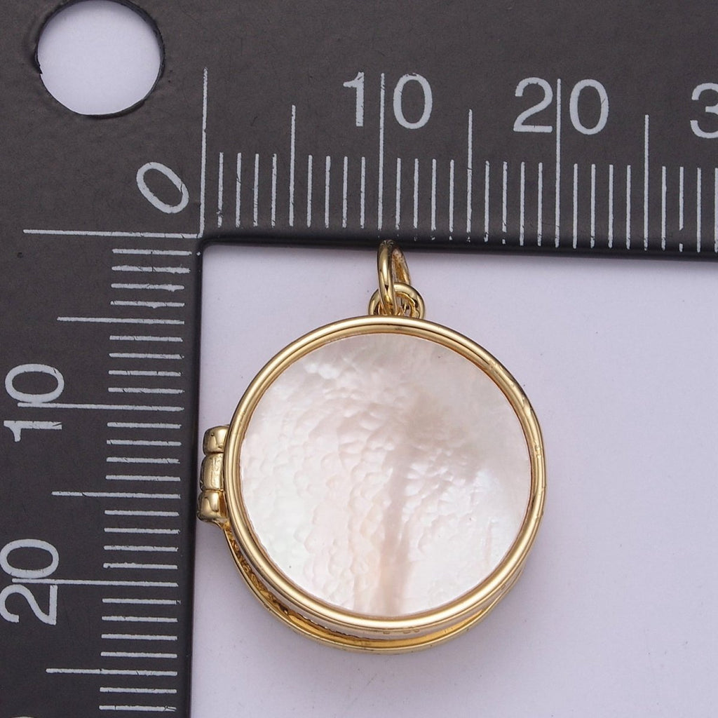Pearl Locket Charm Necklace 14k Gold Filled Round Locket for Photo Necklace • Pearl Jewelry Supply W-192